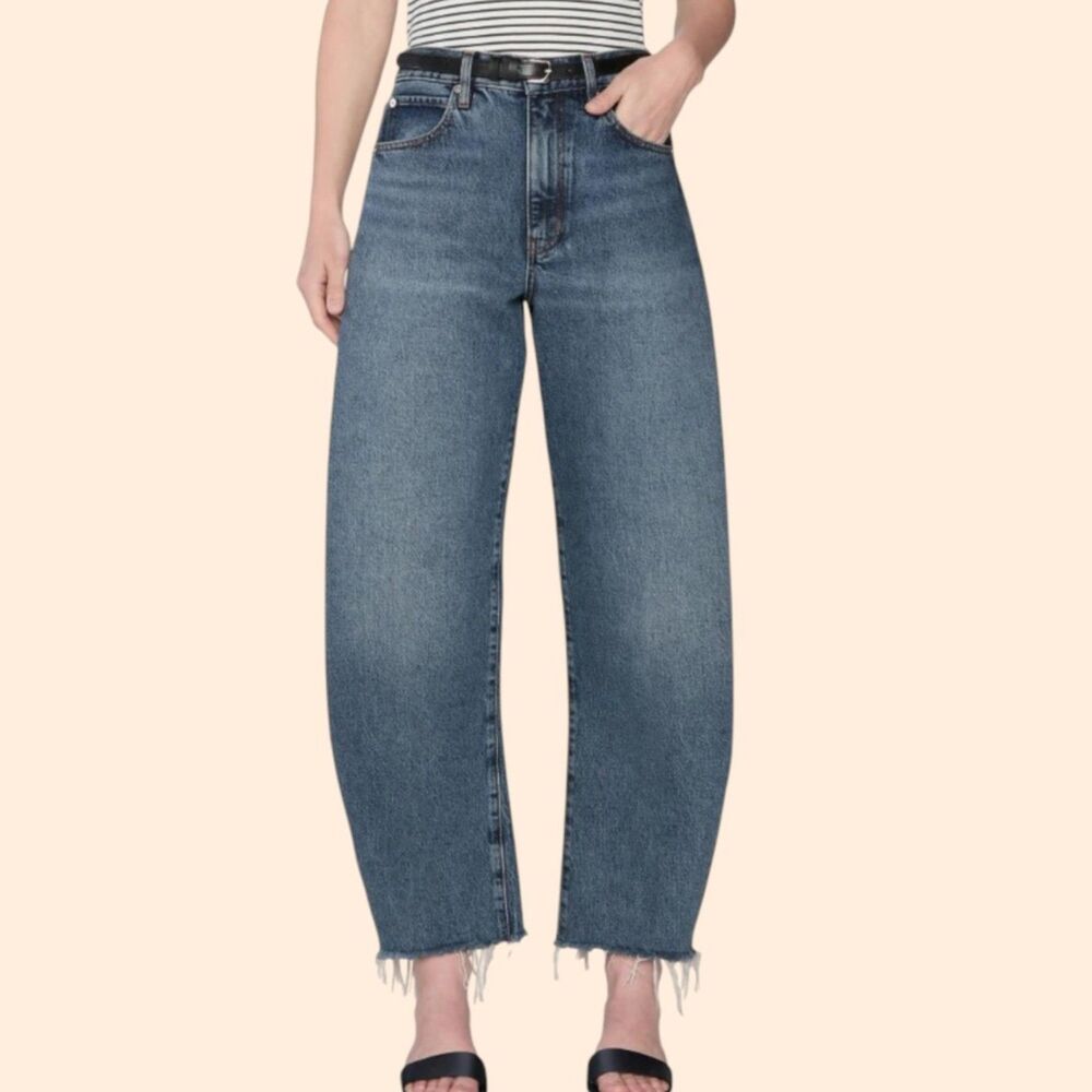 FRAME Bubble Crop Knock Out Raw Fray Jeans